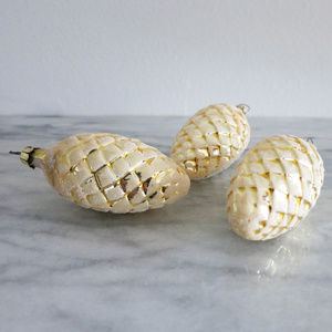 Glass Pine Cone Christmas Ornaments, Set of 3